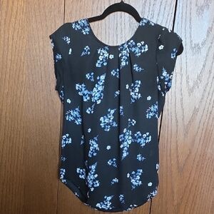 41 Hawthorn Floral Black and Blue Women's Blouse